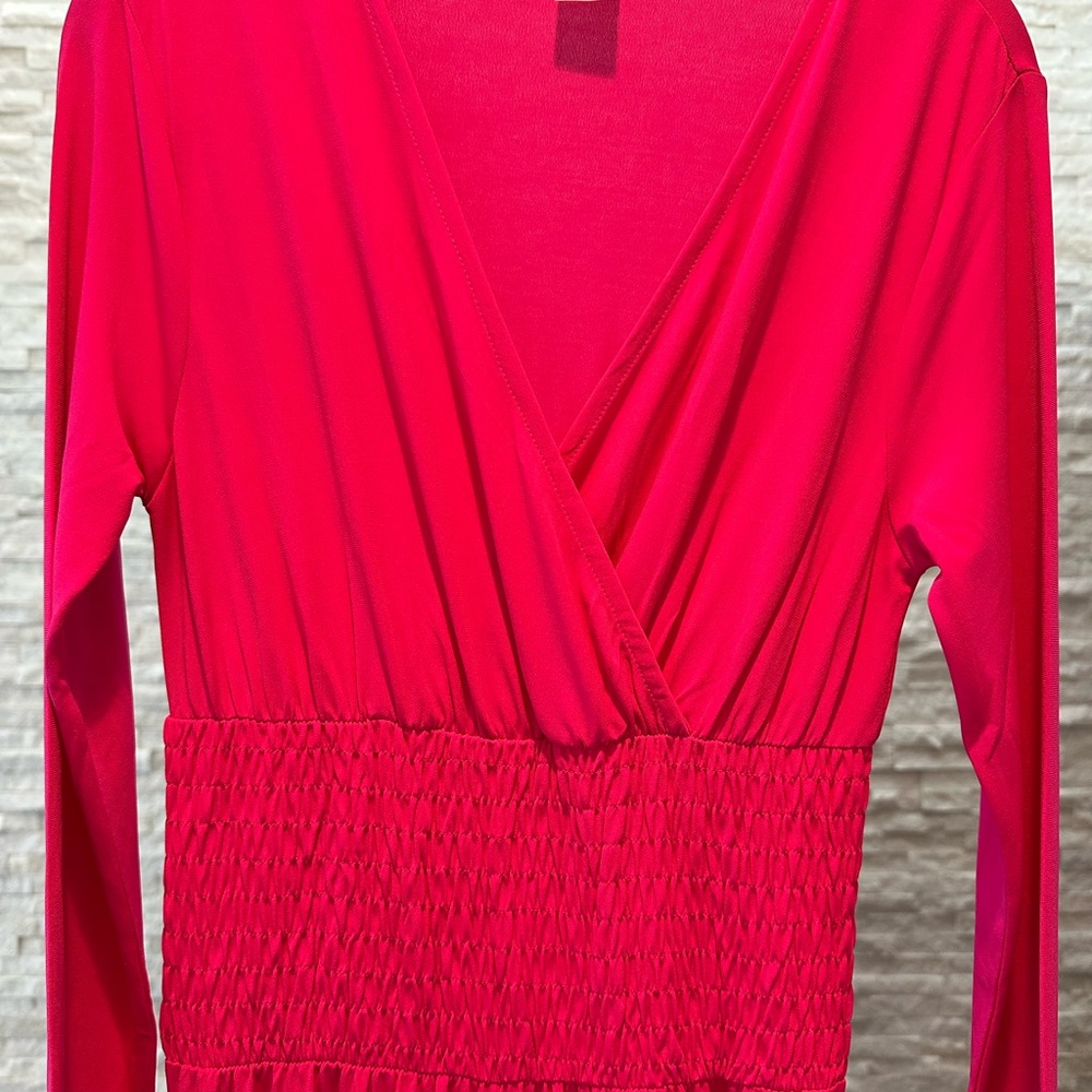 Venus Hot Pink Women's Jumpsuit cinch waist slit wide leg xs - Picture 5 of 9